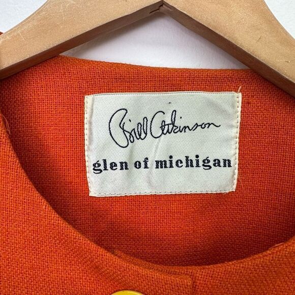 Bill Atkinson Glen of Michigan Women’s Orange Yellow  Button Mod A-line Coat - Picture 11 of 15